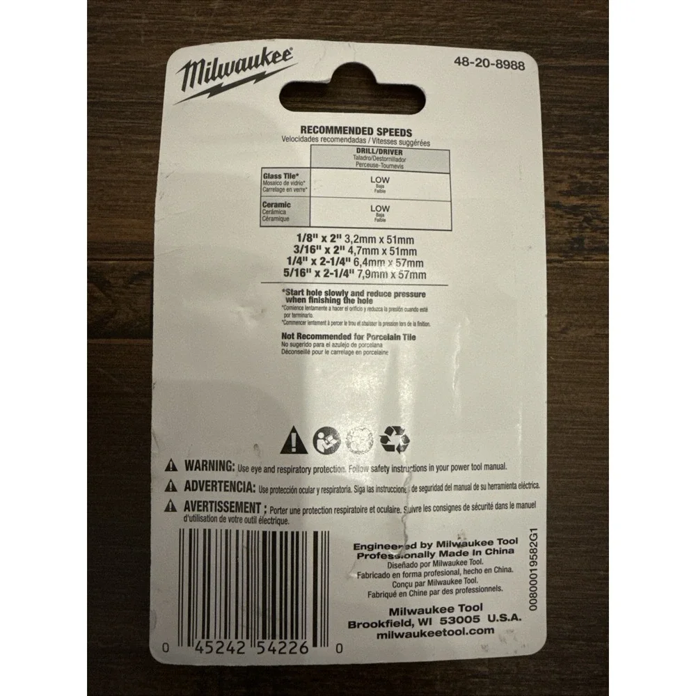 Milwaukee 48-20-8988 Glass and Tile Bit Set